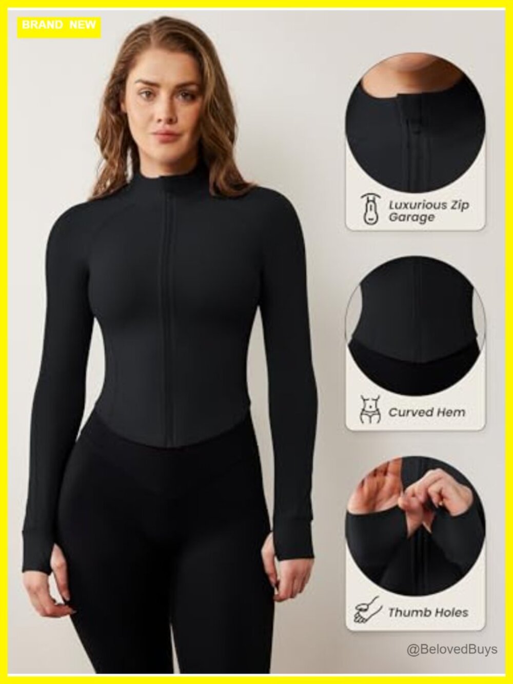 Women's Cropped Workout Jacket Lightweight Zip Up Athletic Yoga Top - Picture 3 of 6